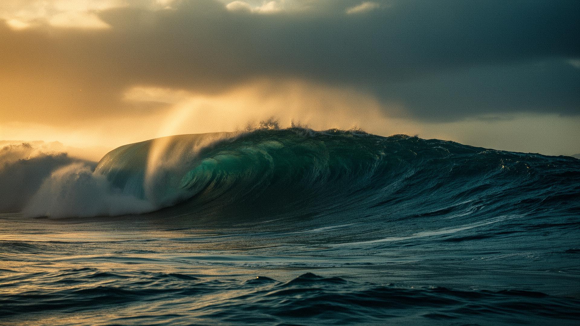 A massive Gold Coast wave breaking at sunrise