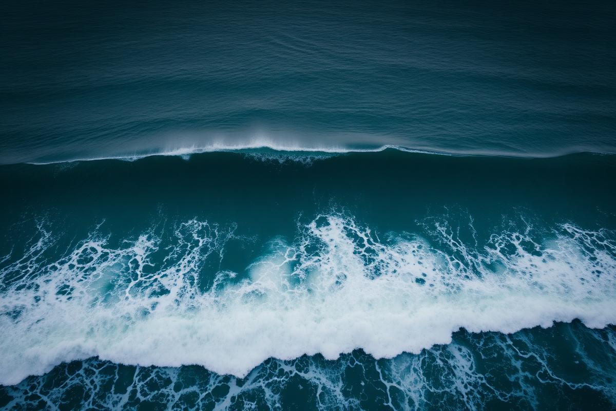 Aerial view of a heavy cyclone swell on the Gold Coast