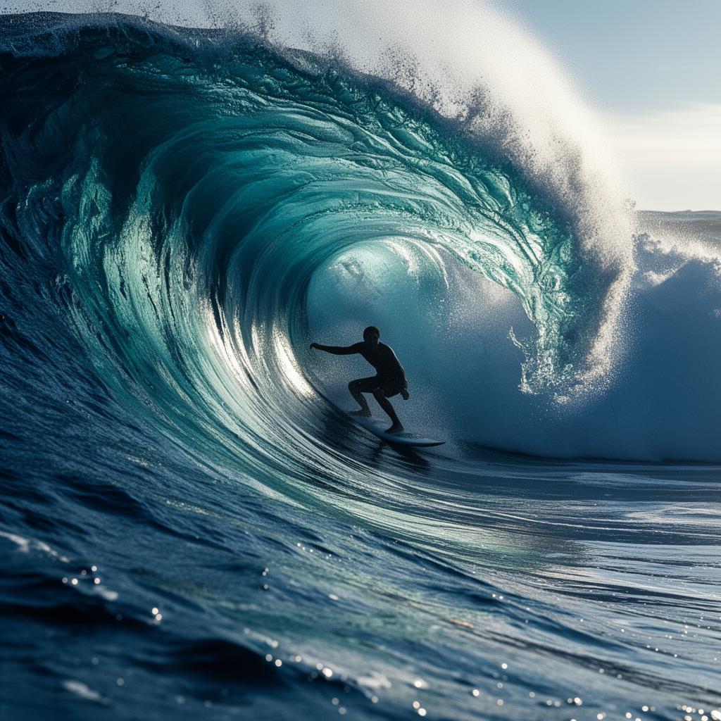 Pro surfer riding inside a deep barrel wave on the Gold Coast